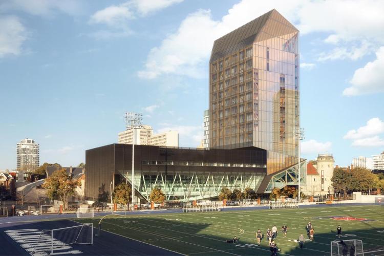 Rendering for U of T's planned wood tower on the downtown campus