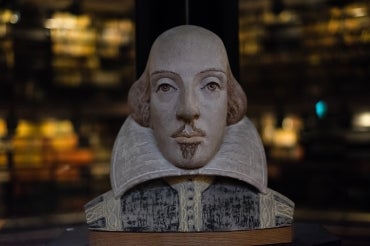Shakespeare bust in Fisher library