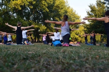 Photo of outdoor yoga class