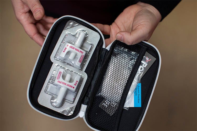 Naloxone kit in the Street Health Overdose Prevention Site
