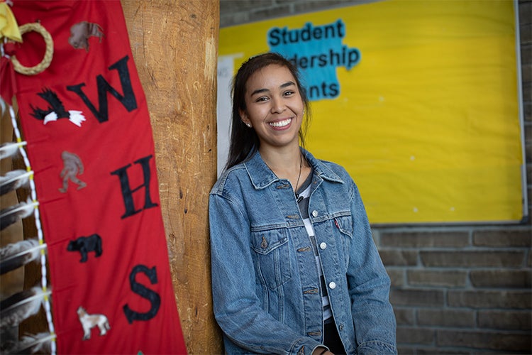 Portrait of Symone Pelletier taken in her high school