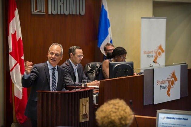 photo of President Meric Gertler at transit survey launch