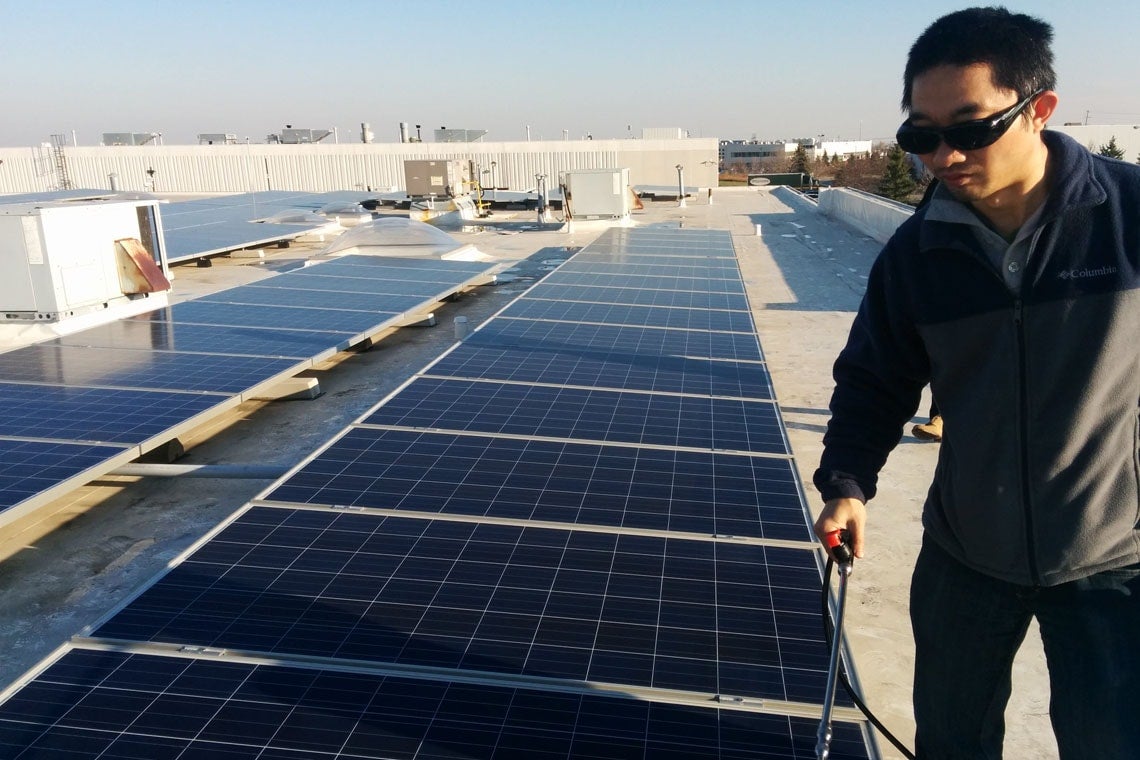Cheng Lu, pictured at a solar farm in China
