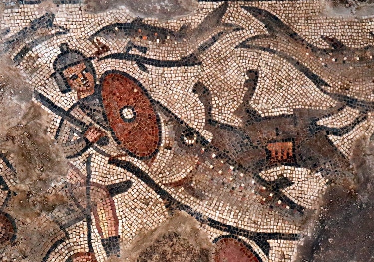 photo of Huquq mosaic showing Red Sea