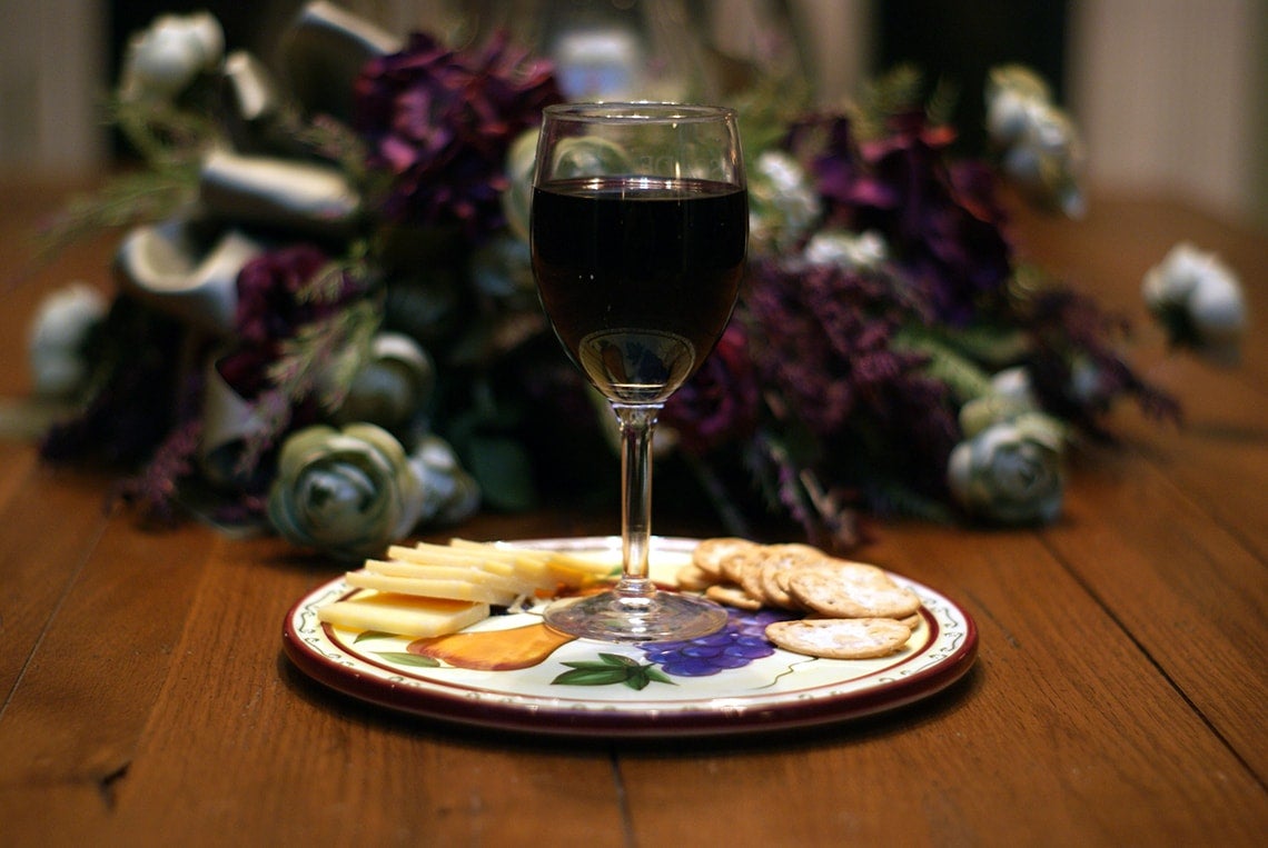 Photo of wine and cheese