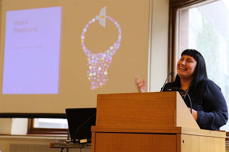 photo of Lisa Boivin at lectern