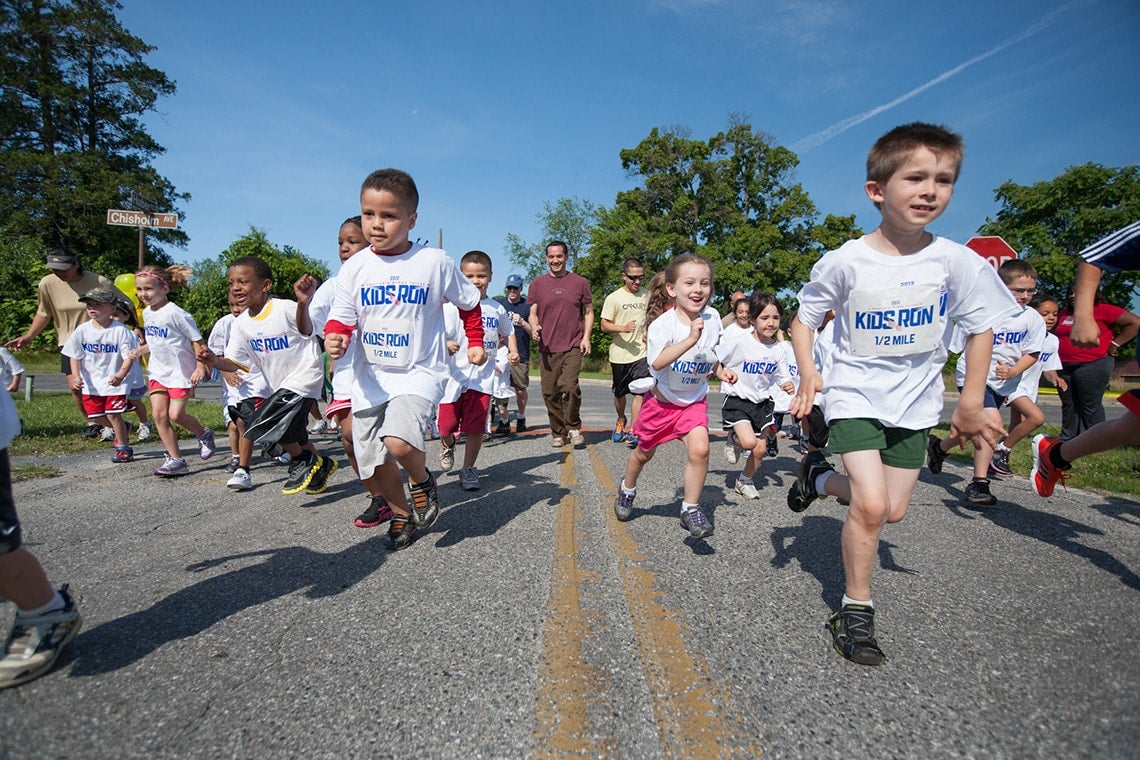 photo of kids running