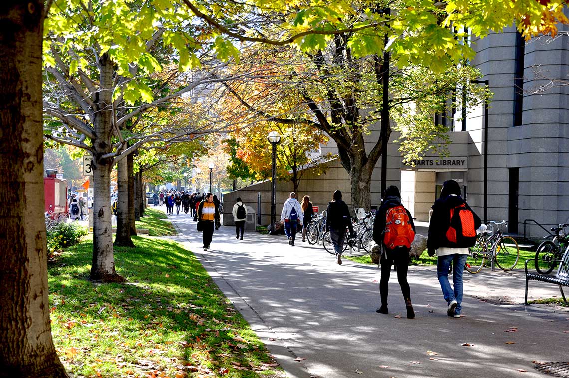 Picture of students walking near Robarts Library