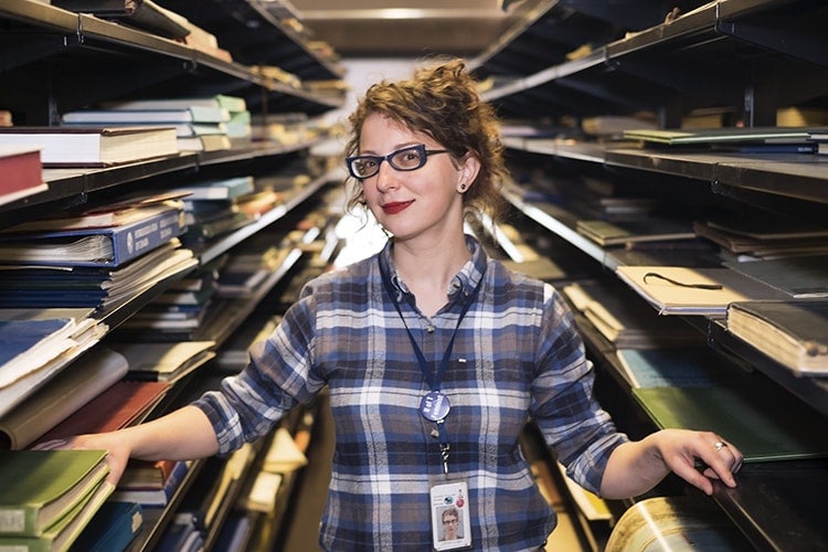 Photo of Jordan Hale in library