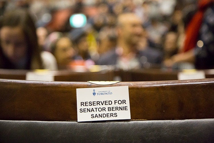 Sanders's seat with reserved sign 