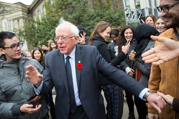 Sanders in crowd