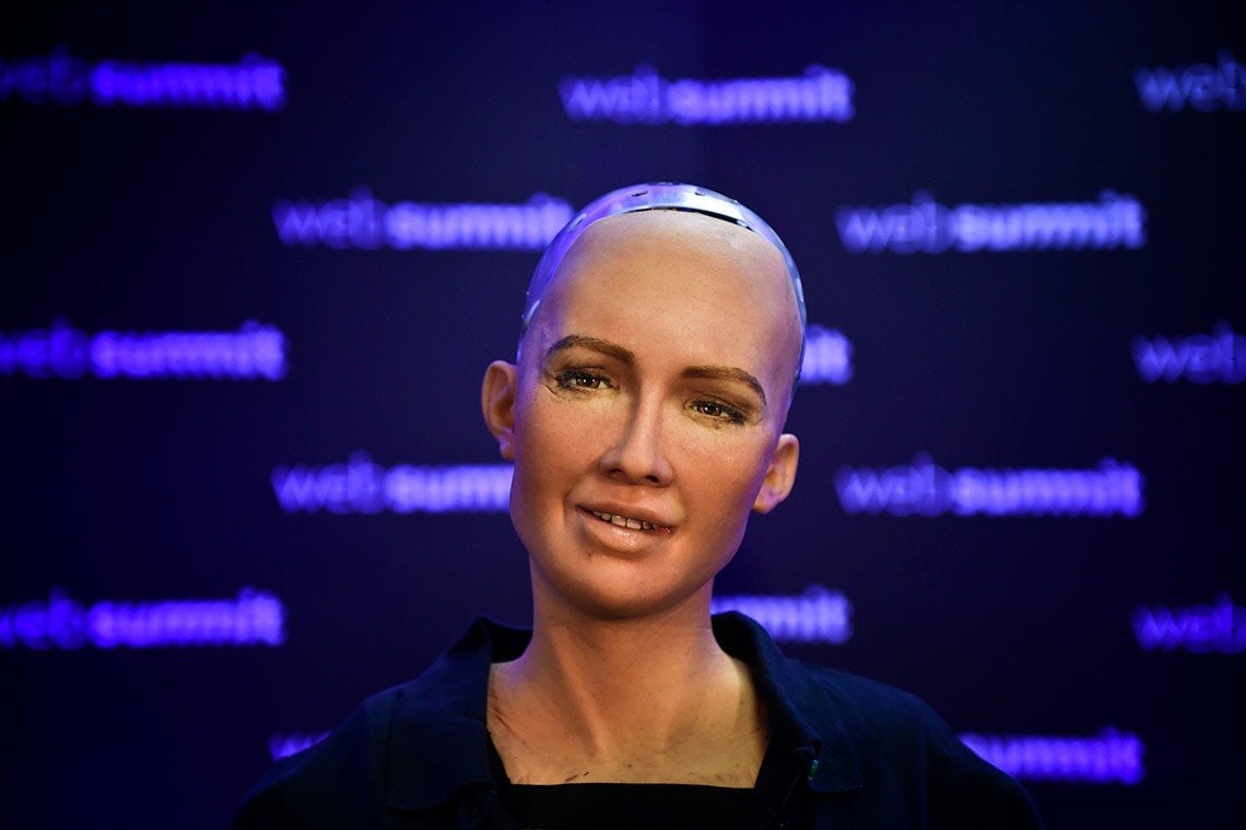 Photo of Sophia, a robot