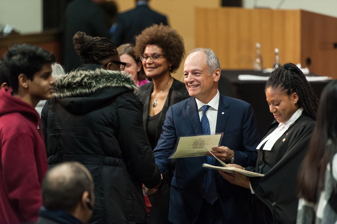 Photo of Meric Gertler at citizenship ceremony