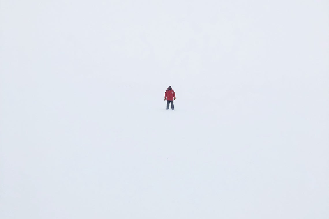 Photo of Matt Young in Antarctica snow