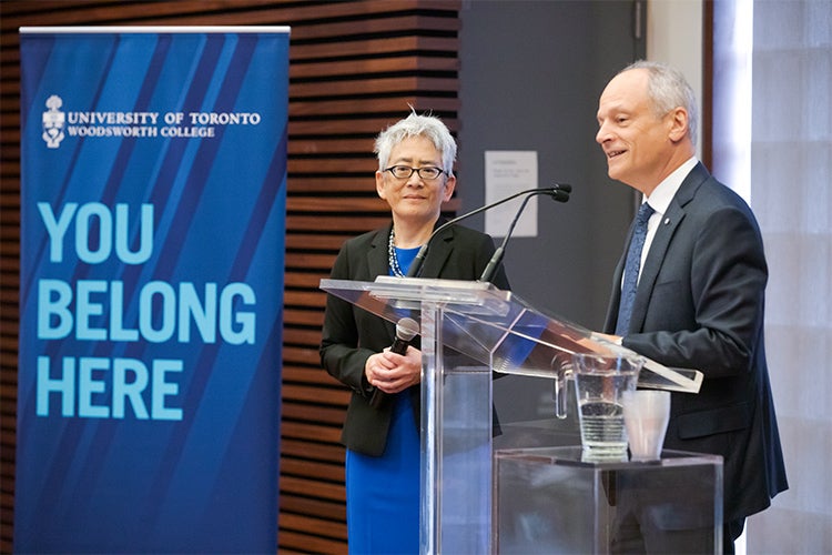 Carol Chin with Meric Gertler at the podium during her installation 