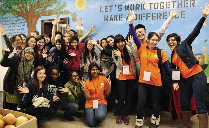 A group of students and instructors from U of T's Centre for Community Partnerships (CCP).