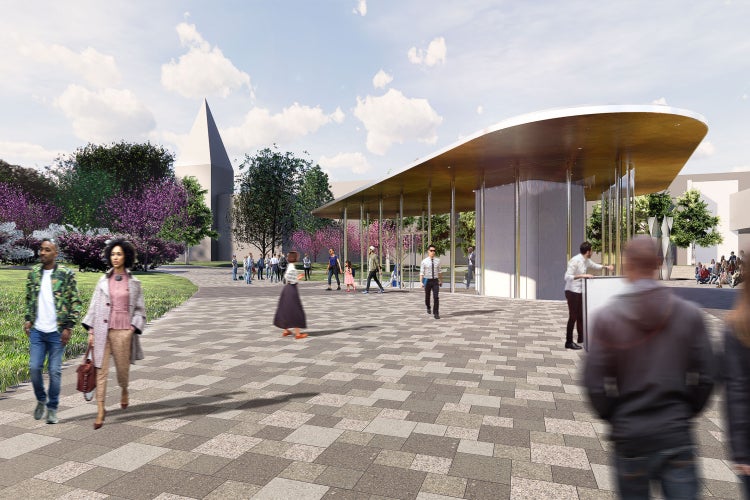 A rendering of a pavilion that is part of the Landmark Project.