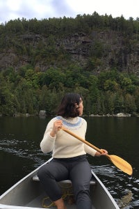 Alexanda Gaspar canoeing in Lake Superior Provincial Park