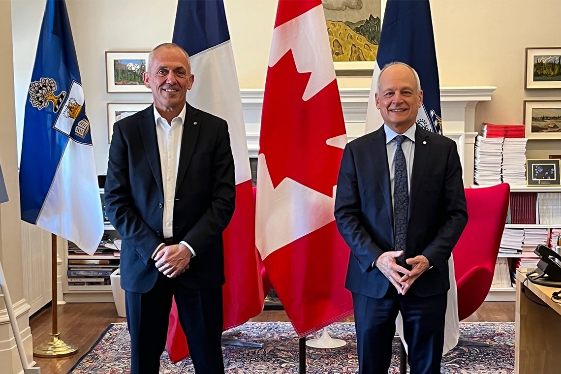 Antoine Petite, CEO of CNRS, and U of T President Meric Gertler 