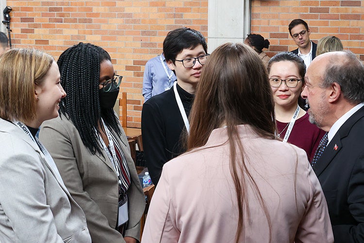 Michael Tibollo speaking to students at the Inlight launch event at Massey College