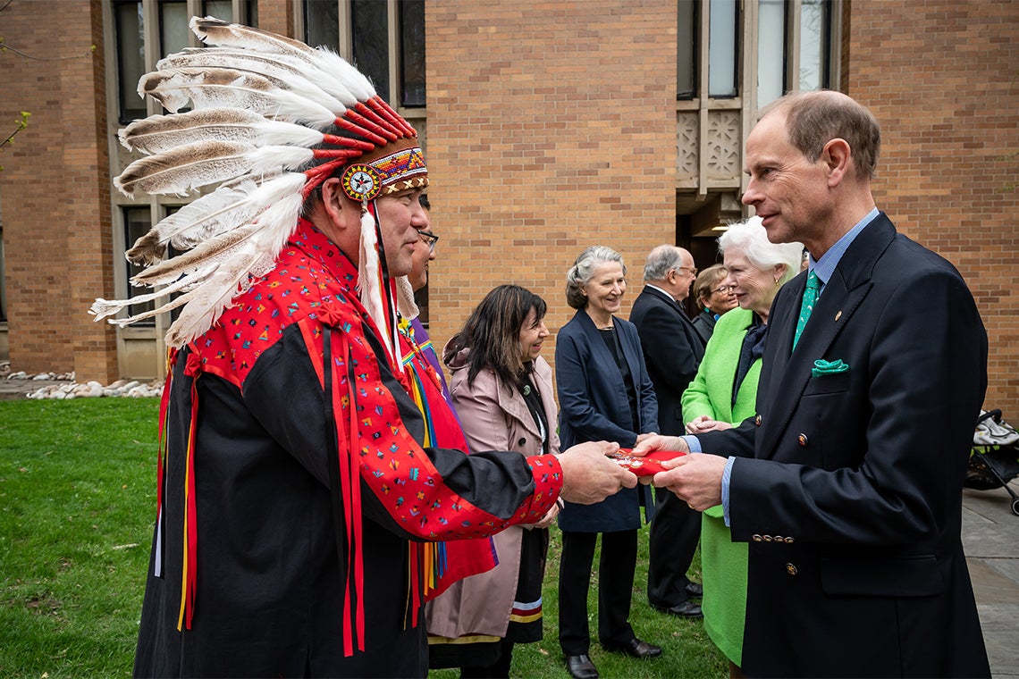 Indigenous Knowledge Keeper James Bird and the Duke of Edinburgh