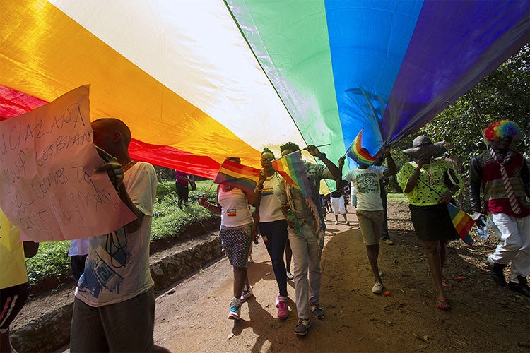 Ugandan activists gathered for a Pride rally in 2015