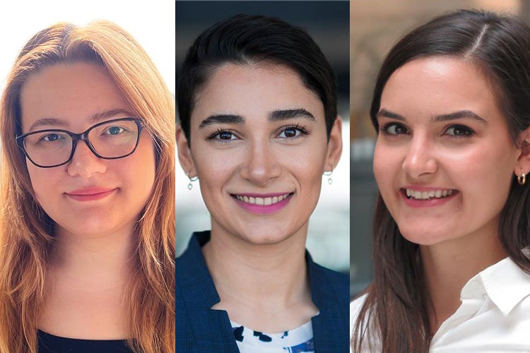 (L-R) Pharmaceutical sciences PhD students Cigdem Sahin, Hanie Yousefi and Valerie Facca.