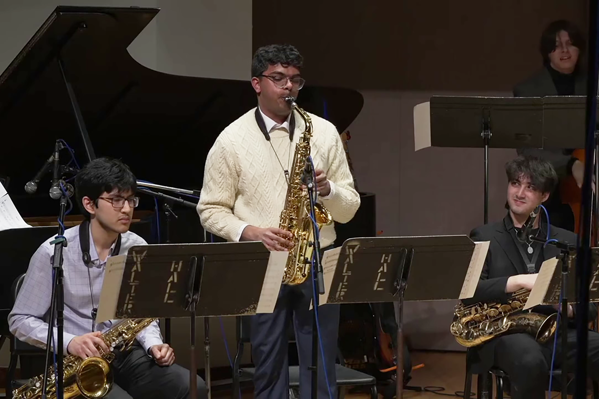 Students playing musical instruments