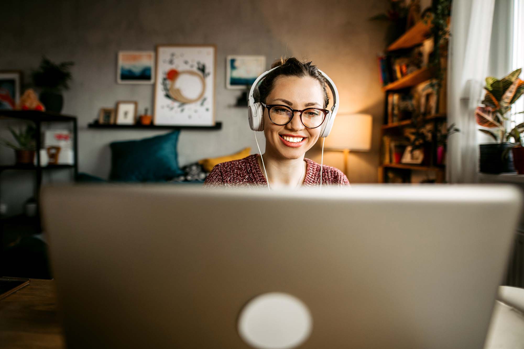 Student listening to music