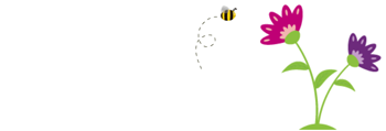 An illustratio of a flower and a bee