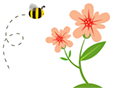 Illustration of a flower and a baee