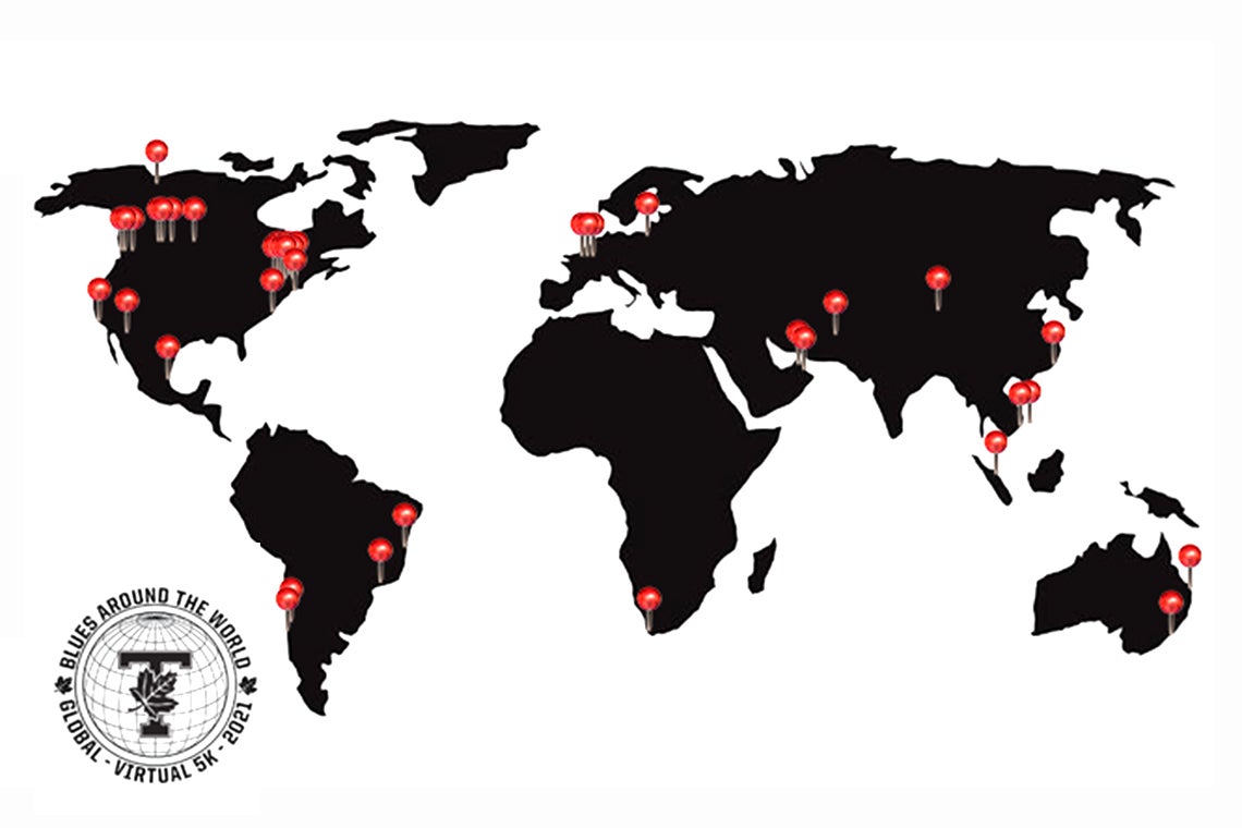 World map showing the locations of the race participants