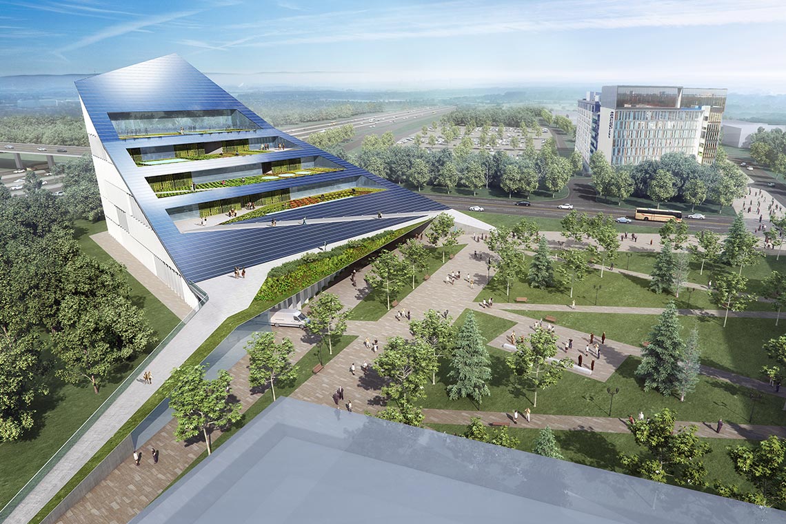 Rendering of the proposed vertical farm at U of T Scarborough