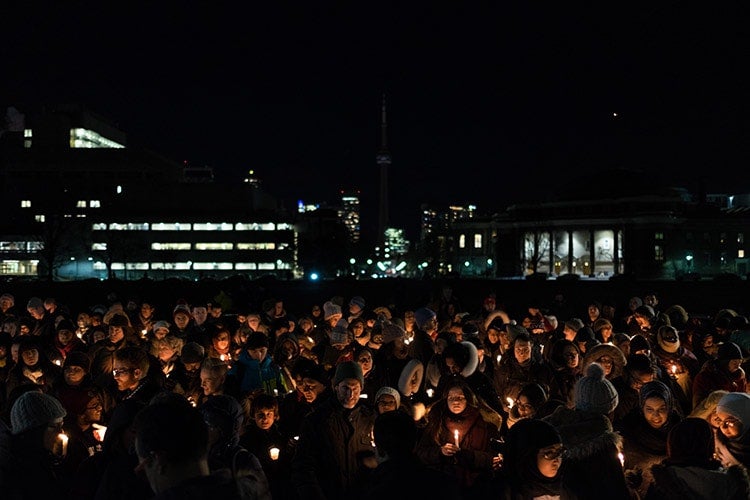 Crowd at U of T Vigil