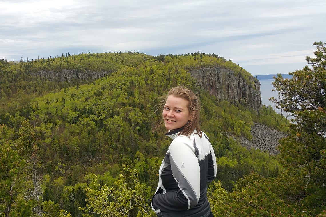 Portrait of Emma Koivu overlooking Thunder Bay
