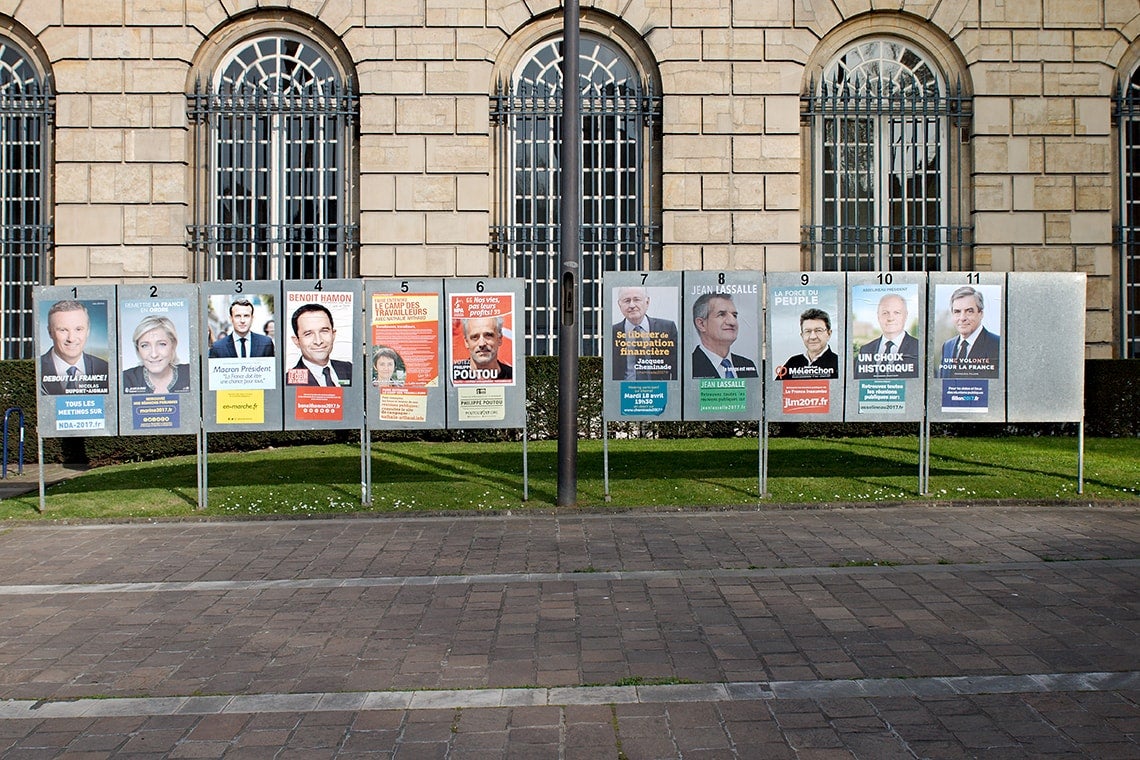 French election candidates' posters