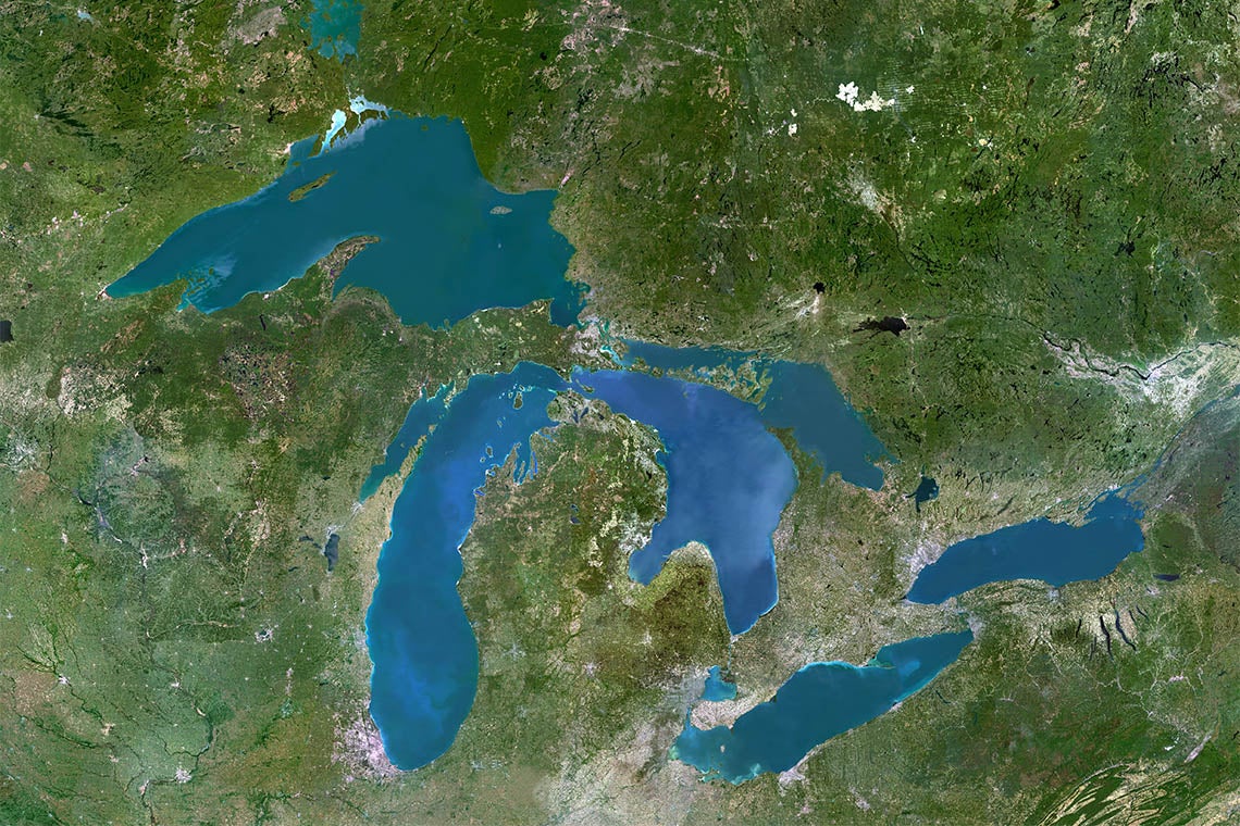 Satellite view of the great lakes