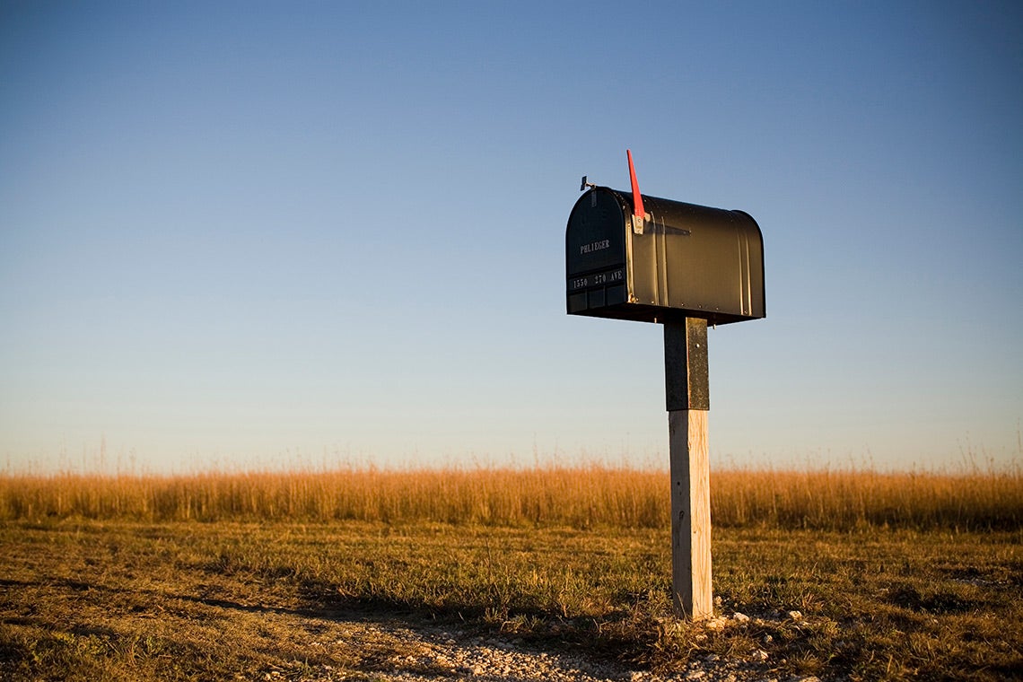 photo of a mailbox in a field