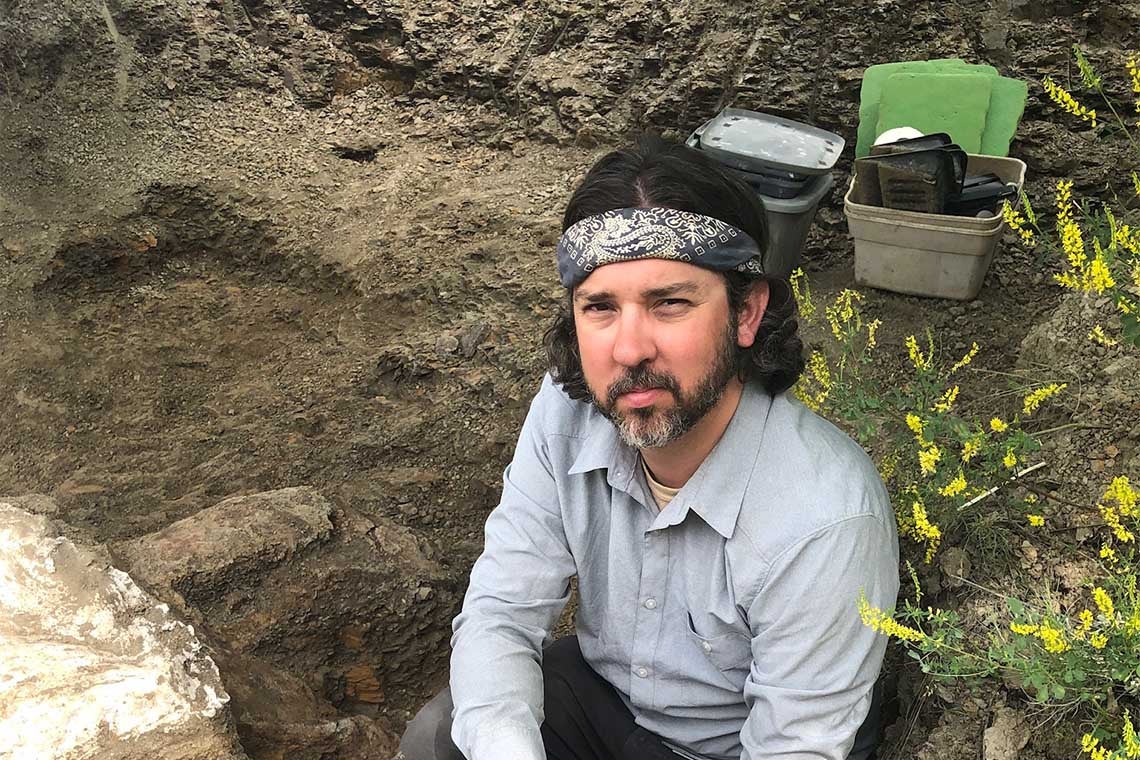 David Evans  at a dig site in Montana