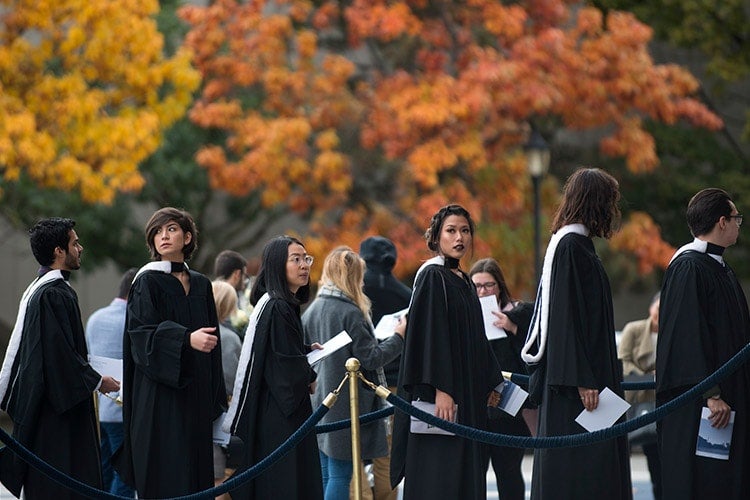 Grads and fall foliage