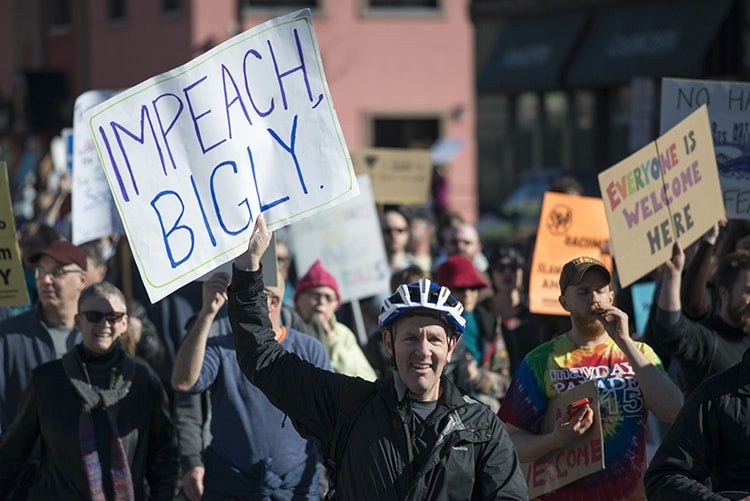 A photo of an anti-Trump protest in Minneapolis