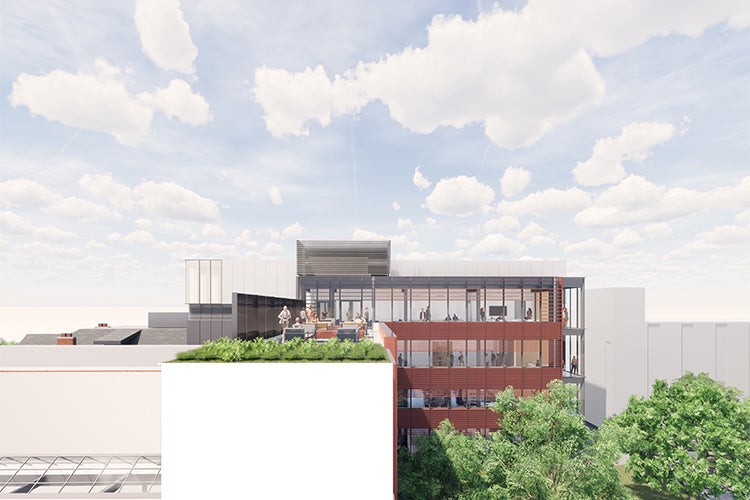 rendering of the rooftop terrace at innis college