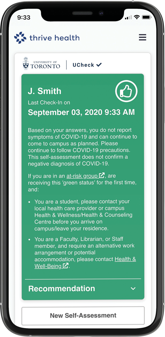 A phone displaying a green status on UCheck.