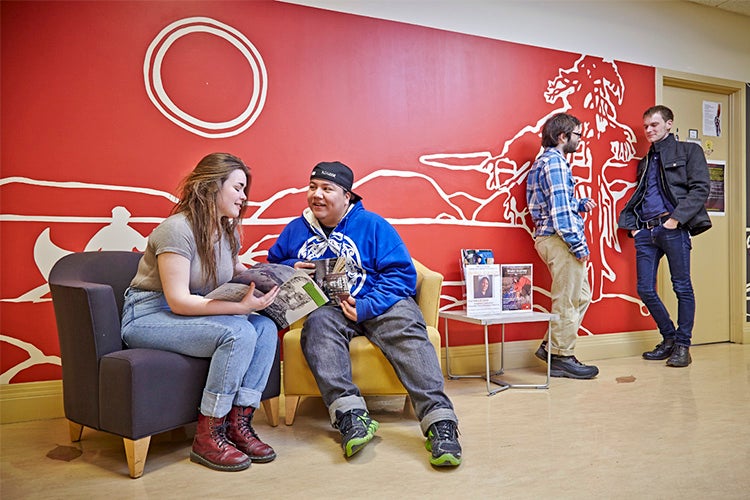 Students chat at the centre for indigenous studies