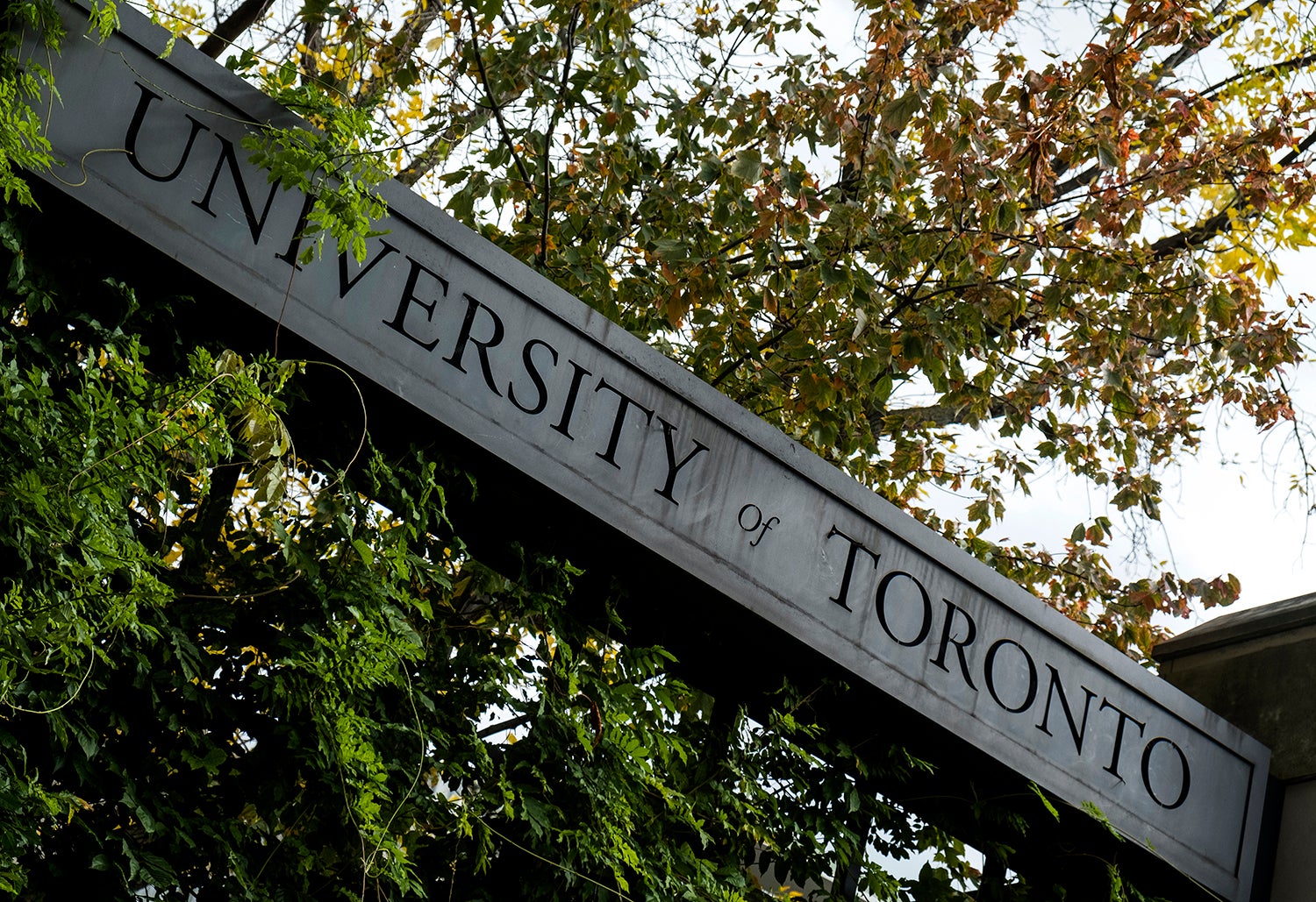 The University of Toronto sign at the University of Toronto St. George campus in Toronto, Ontario