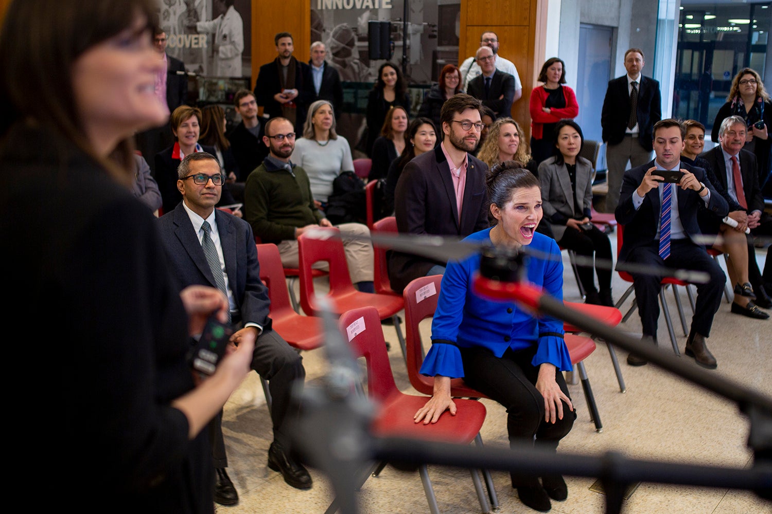 Kirsty Duncan, Minister of Science and Sport, speaks to students and faculty during an announcement about investments in the Canada Research Chairs Program, at the University of Toronto, November 13, 2018.