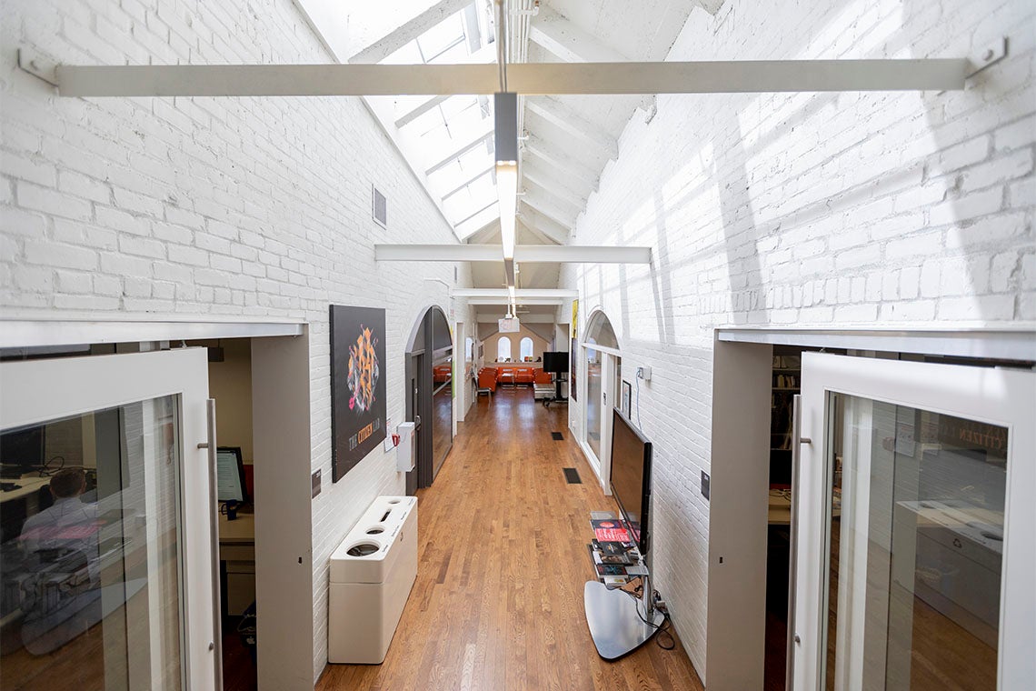 Photo of an empty hallway at Citizen Lab