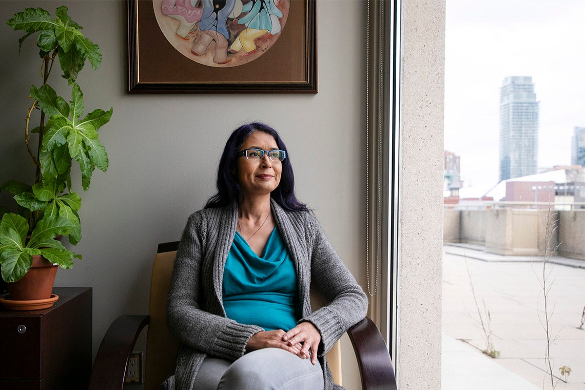 Portrait of Julie Blair taken in her office