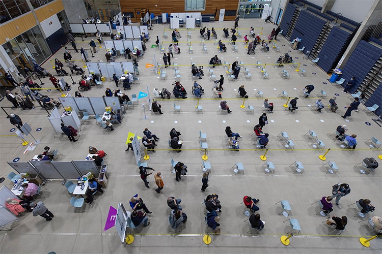 overhead view of the vaccination clinic at UTM