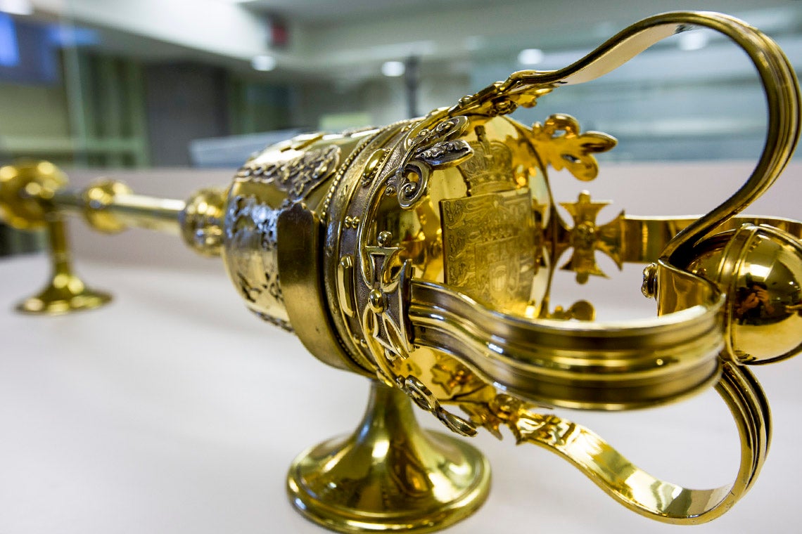the ceremonial convocation mace in detail
